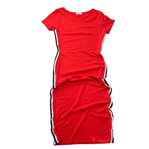 Heart & Hips Red Bodycon Cotton Midi Dress Small - Picture 2 of 8